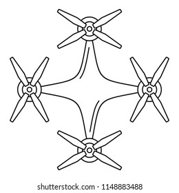 Copter drone icon. Outline copter drone vector icon for web design isolated on white background