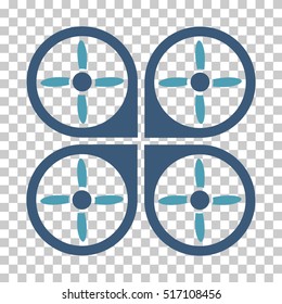 Copter EPS vector icon. Illustration style is flat iconic bicolor cyan and blue symbol.