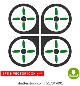 Copter EPS vector icon. Illustration style is flat iconic bicolor green and gray symbol on white background.