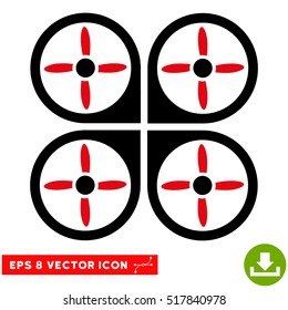 Copter EPS vector pictogram. Illustration style is flat iconic bicolor intensive red and black symbol on white background.