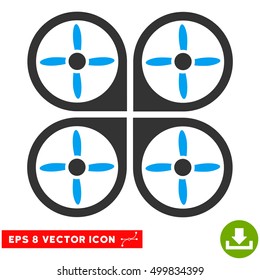 Copter EPS vector pictograph. Illustration style is flat iconic bicolor blue and gray symbol on white background.