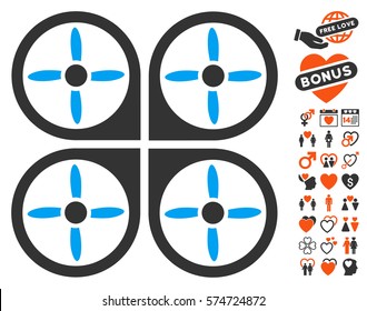 Copter icon with bonus amour clip art. Vector illustration style is flat iconic elements for web design, app user interfaces.