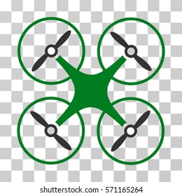 Copter icon. Vector illustration style is flat iconic bicolor symbol, green and gray colors, transparent background. Designed for web and software interfaces.