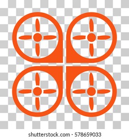 Copter icon. Vector illustration style is flat iconic symbol, orange color, transparent background. Designed for web and software interfaces.