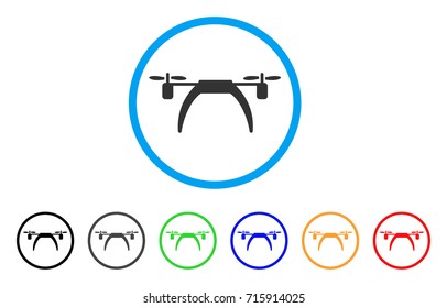 Copter icon. Vector illustration style is a flat iconic copter gray rounded symbol inside light blue circle with black, gray, green, blue, red, orange color additional versions.