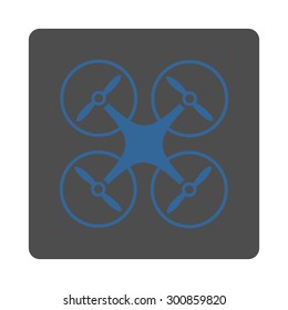 Copter icon. Vector style is cobalt and gray colors, flat rounded square button on a white background.