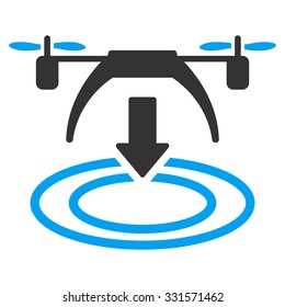 Copter Landing vector icon. Style is bicolor flat symbol, blue and gray colors, rounded angles, white background.