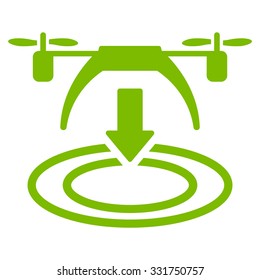 Copter Landing vector icon. Style is flat symbol, eco green color, rounded angles, white background.