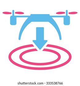 Copter Landing vector icon. Style is bicolor flat symbol, pink and blue colors, rounded angles, white background.