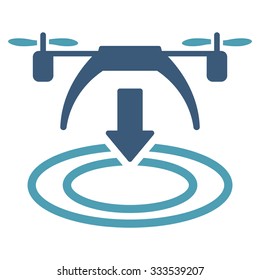 Copter Landing vector icon. Style is bicolor flat symbol, cyan and blue colors, rounded angles, white background.