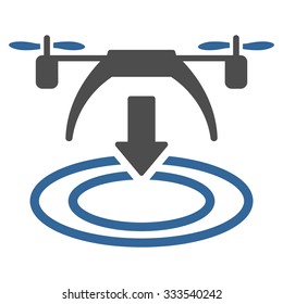 Copter Landing vector icon. Style is bicolor flat symbol, cobalt and gray colors, rounded angles, white background.