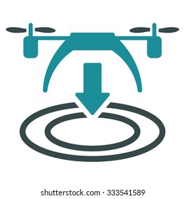 Copter Landing vector icon. Style is bicolor flat symbol, soft blue colors, rounded angles, white background.