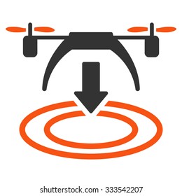 Copter Landing vector icon. Style is bicolor flat symbol, orange and gray colors, rounded angles, white background.