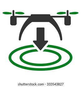 Copter Landing vector icon. Style is bicolor flat symbol, green and gray colors, rounded angles, white background.