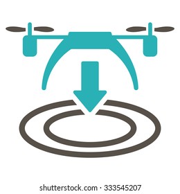 Copter Landing vector icon. Style is bicolor flat symbol, grey and cyan colors, rounded angles, white background.