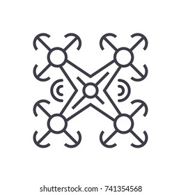 copter linear icon, sign, symbol, vector on isolated background