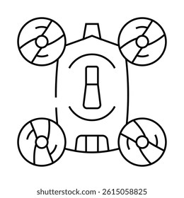 copter robot line icon vector. copter robot sign. isolated contour symbol black illustration