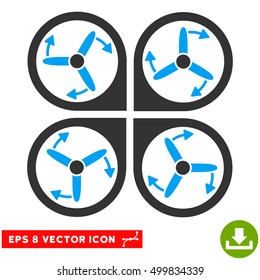 Copter Screws Rotation EPS vector icon. Illustration style is flat iconic bicolor blue and gray symbol on white background.
