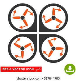 Copter Screws Rotation EPS vector icon. Illustration style is flat iconic bicolor orange and gray symbol on white background.