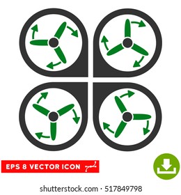 Copter Screws Rotation EPS vector icon. Illustration style is flat iconic bicolor green and gray symbol on white background.