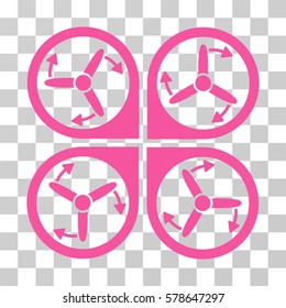 Copter Screws Rotation icon. Vector illustration style is flat iconic symbol, pink color, transparent background. Designed for web and software interfaces.