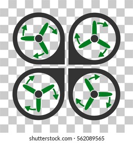 Copter Screws Rotation vector icon. Illustration style is flat iconic bicolor green and gray symbol on a transparent background.