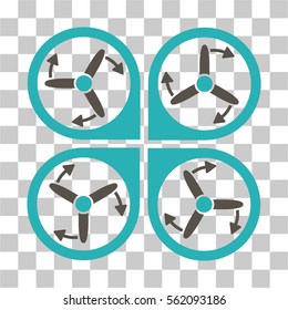 Copter Screws Rotation vector icon. Illustration style is flat iconic bicolor grey and cyan symbol on a transparent background.