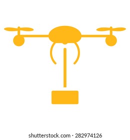 Copter shipment icon. Style: flat symbol, yellow color, rounded angles, white background.