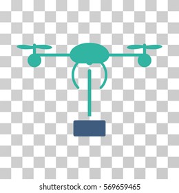 Copter Shipment icon. Vector illustration style is flat iconic bicolor symbol, cobalt and cyan colors, transparent background. Designed for web and software interfaces.