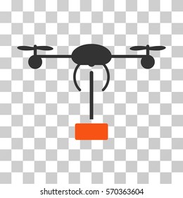 Copter Shipment icon. Vector illustration style is flat iconic bicolor symbol, orange and gray colors, transparent background. Designed for web and software interfaces.