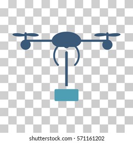 Copter Shipment icon. Vector illustration style is flat iconic bicolor symbol, cyan and blue colors, transparent background. Designed for web and software interfaces.
