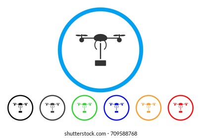 Copter Shipment rounded icon. Vector illustration style is a grey flat iconic copter shipment symbol inside a circle. Additional color variants are black, grey, green, blue, red, orange.