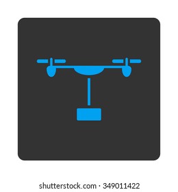 Copter Shipment vector icon. Style is flat rounded square button, blue and gray colors, white background.