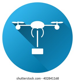 Copter Shipment vector toolbar icon for software design. Style is a white symbol on a round blue circle with gradient shadow.