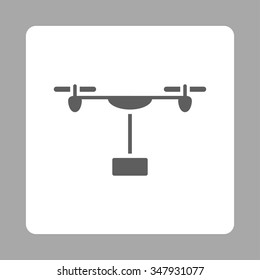 Copter Shipping vector icon. Style is flat rounded square button, dark gray and white colors, silver background.