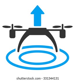 Copter Start vector icon. Style is flat symbol, rounded angles, white background.