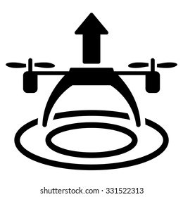 Copter Start vector icon. Style is flat symbol, black color, rounded angles, white background.