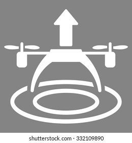 Copter Start vector icon. Style is flat symbol, white color, rounded angles, gray background.