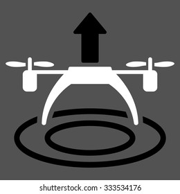 Copter Start vector icon. Style is bicolor flat symbol, black and white colors, rounded angles, gray background.