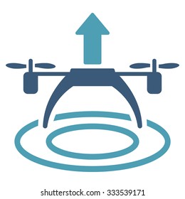 Copter Start vector icon. Style is bicolor flat symbol, cyan and blue colors, rounded angles, white background.