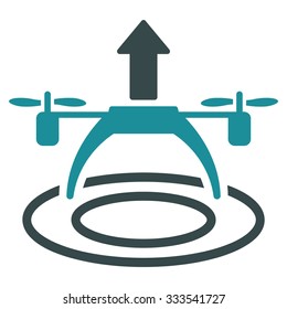 Copter Start vector icon. Style is bicolor flat symbol, soft blue colors, rounded angles, white background.