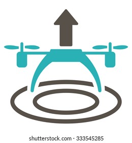 Copter Start vector icon. Style is bicolor flat symbol, grey and cyan colors, rounded angles, white background.