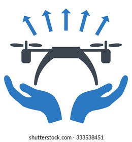Copter Startup vector icon. Style is bicolor flat symbol, smooth blue colors, rounded angles, white background.