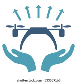 Copter Startup vector icon. Style is bicolor flat symbol, cyan and blue colors, rounded angles, white background.