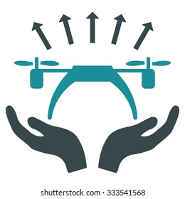 Copter Startup vector icon. Style is bicolor flat symbol, soft blue colors, rounded angles, white background.