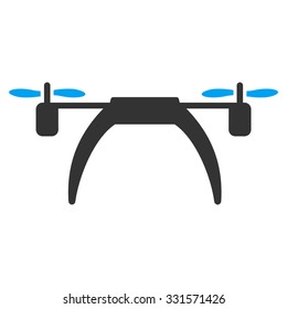 Copter vector icon. Style is bicolor flat symbol, blue and gray colors, rounded angles, white background.