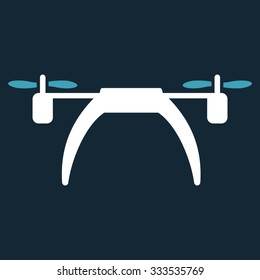 Copter vector icon. Style is bicolor flat symbol, blue and white colors, rounded angles, dark blue background.