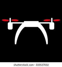 Copter vector icon. Style is bicolor flat symbol, red and white colors, rounded angles, black background.