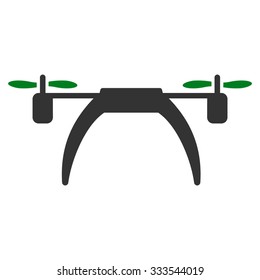 Copter vector icon. Style is bicolor flat symbol, green and gray colors, rounded angles, white background.