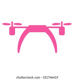 Copter vector icon. Style is flat symbol, pink color, rounded angles, white background.